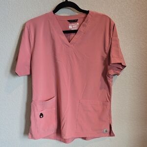 Carhartt Pink V-Neck Shirt Comfortable Fit Scrub Top